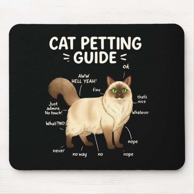Mousepad Ragdoll Cat Petting Guide Funny Cat Lover  (Frente)