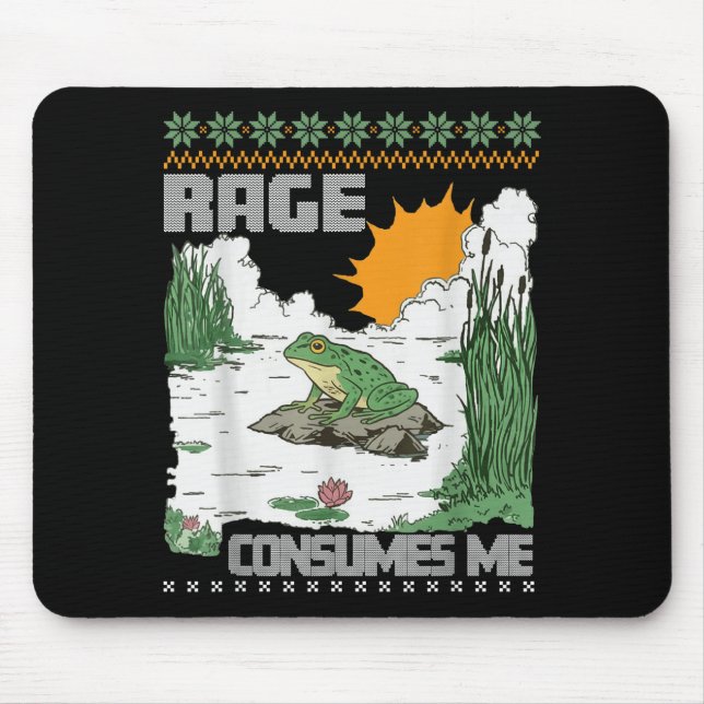 Mousepad Rage Consumes Me Ugly Christmas Sweaters Funny Fro (Frente)