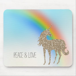 Mousepad Rainbow Aqua Ombre Dourado Glitter Unicorn