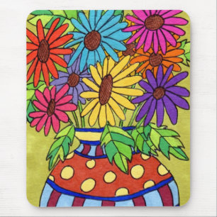 Mousepad Rainbow Daisies no Designer Vase