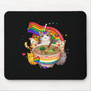 Mousepad Rainbow Flag Gats Ramen Anime Orgulho gay Mês Lgbt