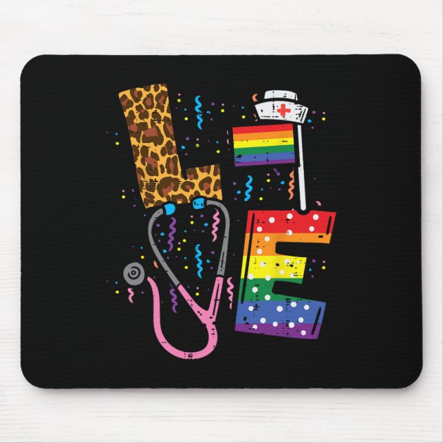 Mousepad Rainbow Flag Love Nurn Scrub Top Lgbt Pride Mo (Frente)