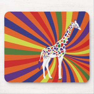 Mousepad Rainbow Giraffe Art