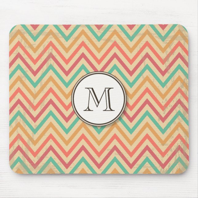 Mousepad Rainbow Grunge Zigzag Chevrons (Frente)