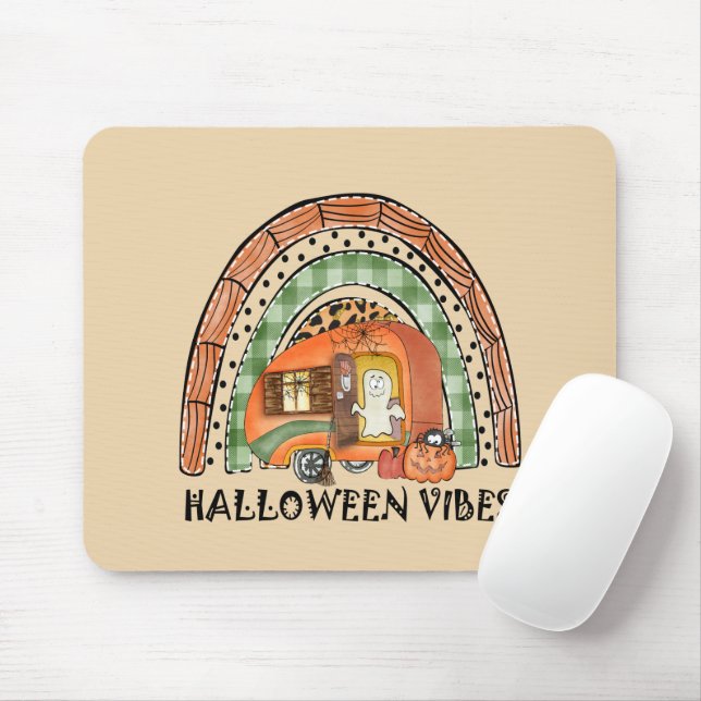 Mousepad Rainbow Halloween Vibes Camper/ Trailer (Com mouse)