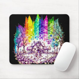 Mousepad "Rainbow Haven: Um Retreto Semelhante a Sonho"