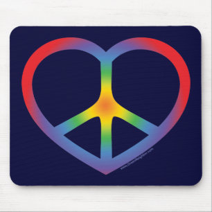 Mousepad Rainbow Heart, Love, Peace Sign