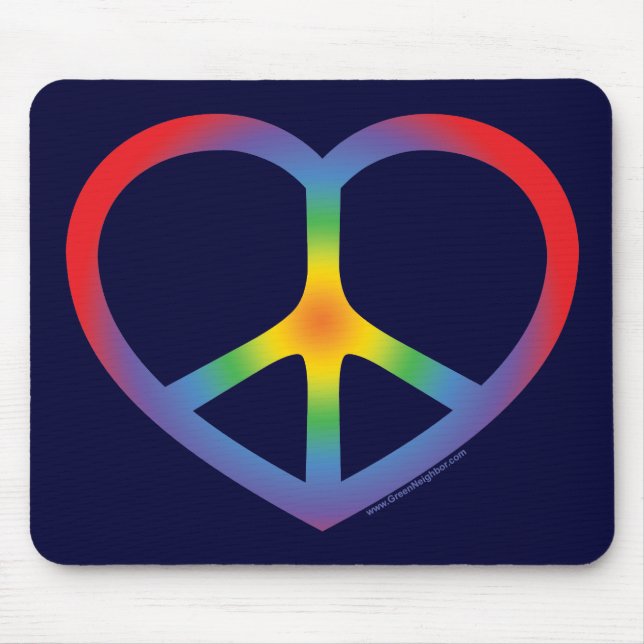 Mousepad Rainbow Heart, Love, Peace Sign (Frente)