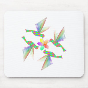 Mousepad Rainbow Hummingbird Beijando Uma Flor
