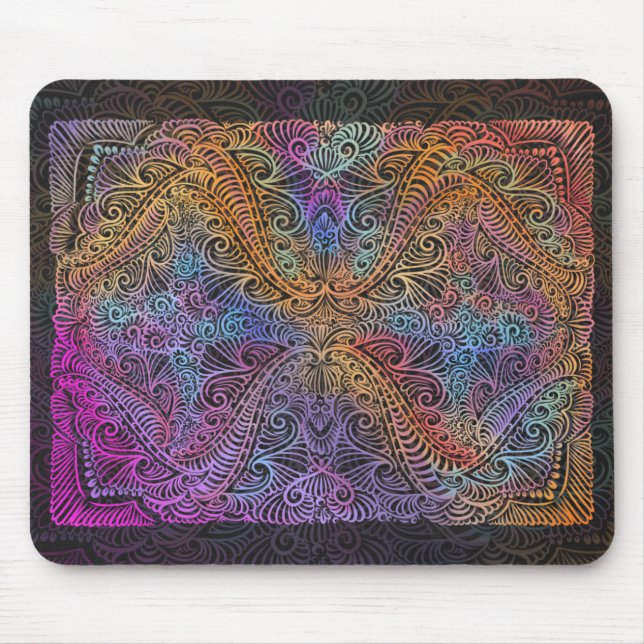 Mousepad Rainbow Kaleidoscope Mandala (Frente)