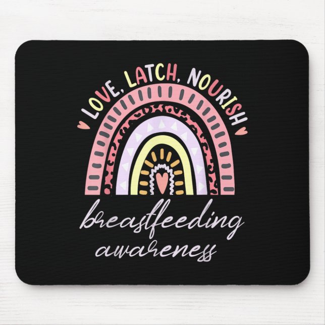 Mousepad Rainbow Love Latch Nourish Breastfeeding Awareness (Frente)