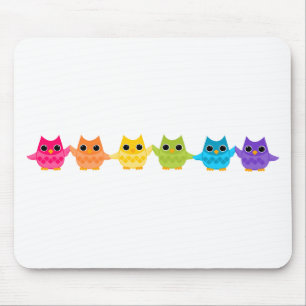 Mousepad Rainbow Owls