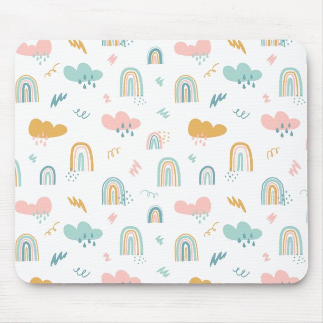 Mousepad Rainbow & Rain Cloud Patterno (Frente)