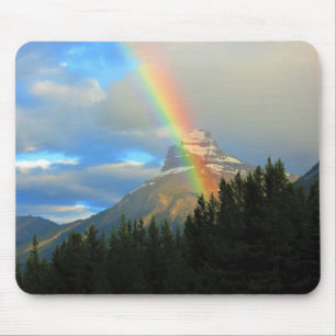 Mousepad Rainbow & Stormy Skies Over SnowForest Mountain