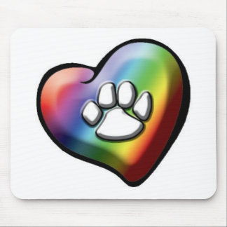 Mousepad rainbowheartpawprint