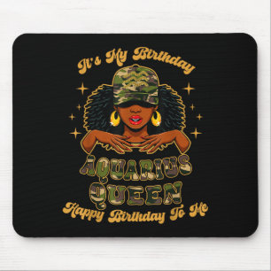 Mousepad Rainha Aquário de Aniversário Camuflada Preta Mulh