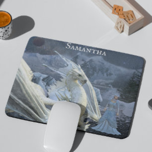Mousepad Rainha do Gelo e Dragão de Inverno de Fantasia