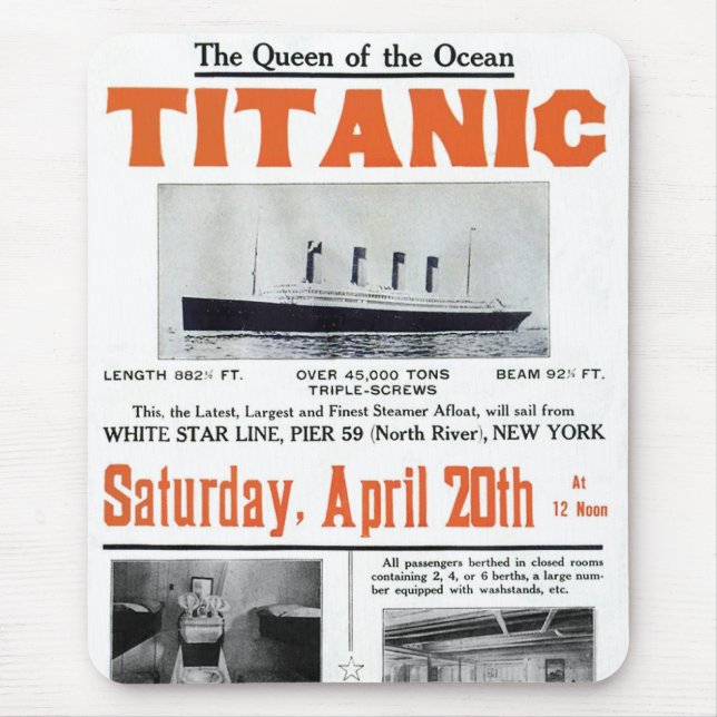 Mousepad Rainha do Oceano Titanic - White Star Line (Frente)