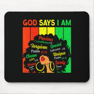 Mousepad Rainha Menina Negra Feminina Deus Diz Eu Sou Melan
