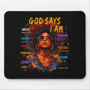 Mousepad Rainha Menina Negra Mulheres Deus Diz Que Eu Sou H