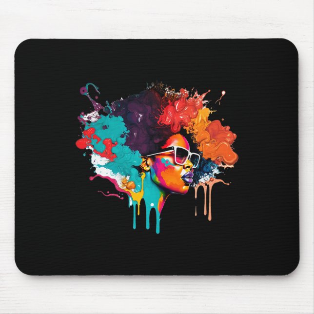 Mousepad Rainha Negra Afro Melanin Derrubando Arte American (Frente)
