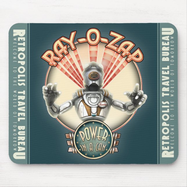 Mousepad Raio-O-Zap o tapete do rato retro do robô (Frente)