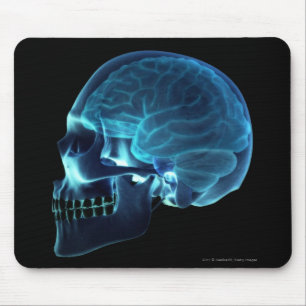 Mousepad Raio X do cérebro dentro de um crânio