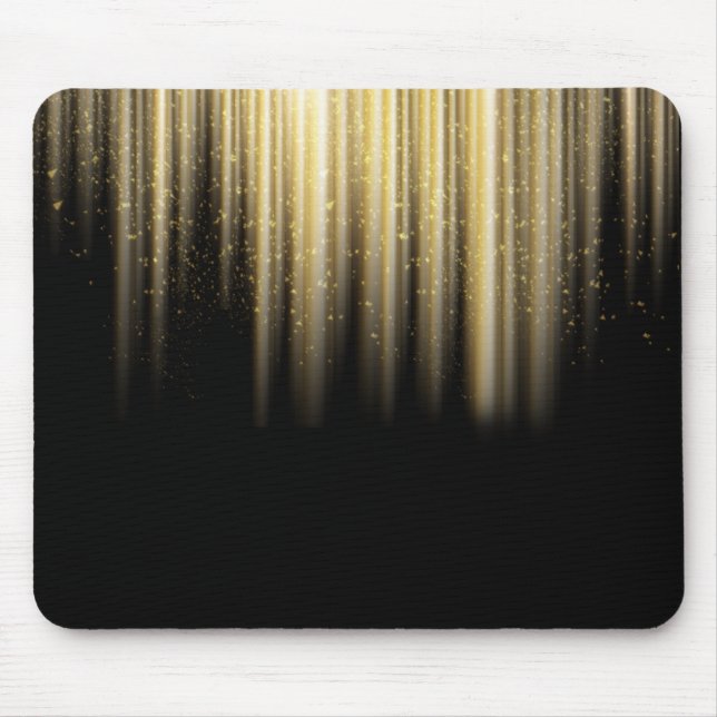 Mousepad raios de sol dourados em preto (Frente)