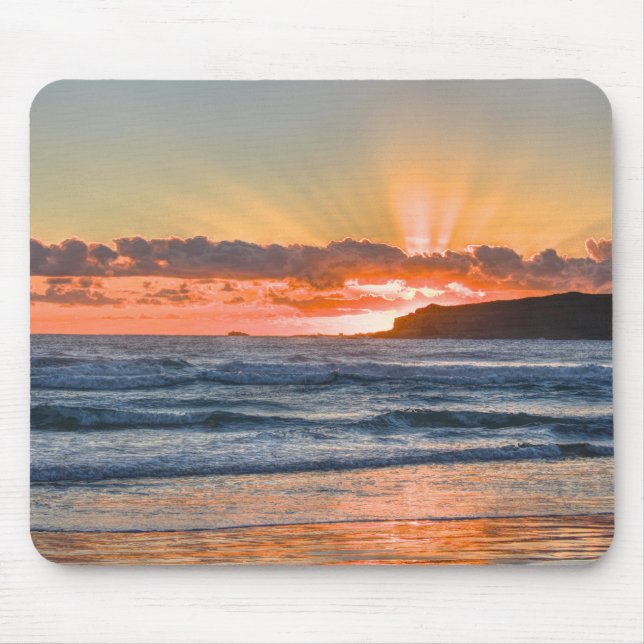 Mousepad Raios de sol dourados sobre o oceano (Frente)