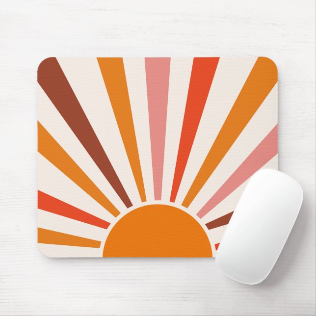Mousepad Raios do Sol Retrospectivo Laranja Vermelho Amarel (Com mouse)