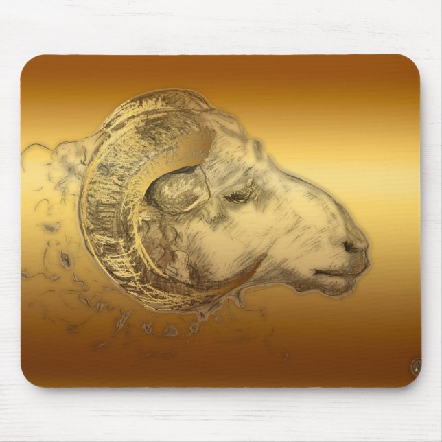 Mousepad Ram ouro ou Aries chineses Zodiac Mouse chinês oci (Frente)