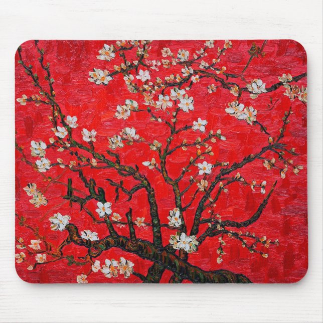 Mousepad Ramais da Árvore de Amêndoa em Blossom, Van Gogh (Frente)