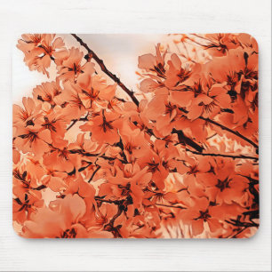Mousepad Ramais De Cereja Ornamentais Laranja Estilizado