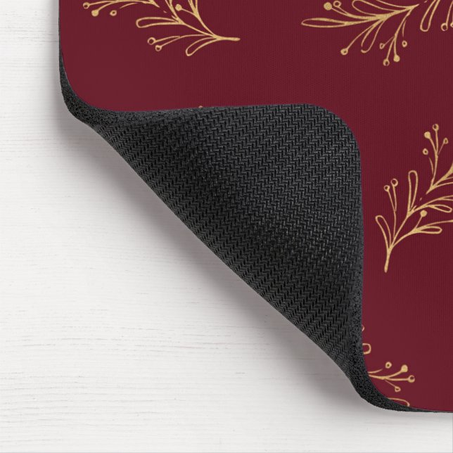 Mousepad Ramais De Natal ouro Em Fundo Vermelho (Canto)