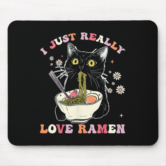 Mousepad Ramen Cat Anime Kawaii Clothes Otaku Clothing Mang (Frente)