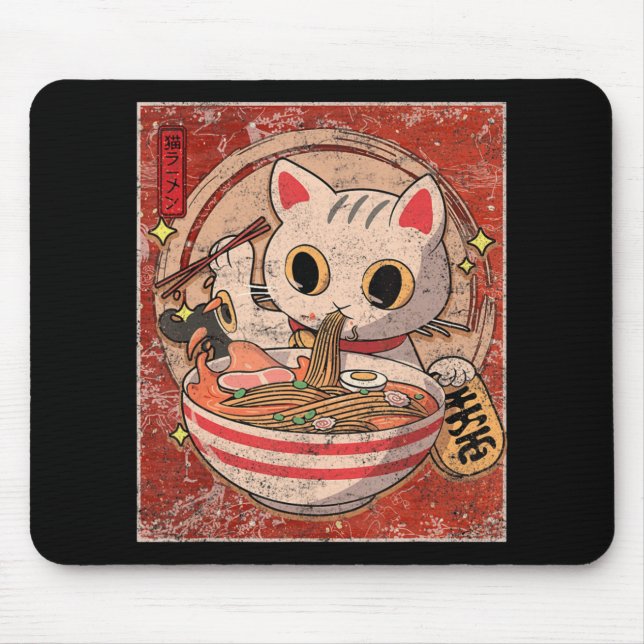 Mousepad Ramen Cat Kawaii Anime Comida Japonesa Oferece Rap (Frente)