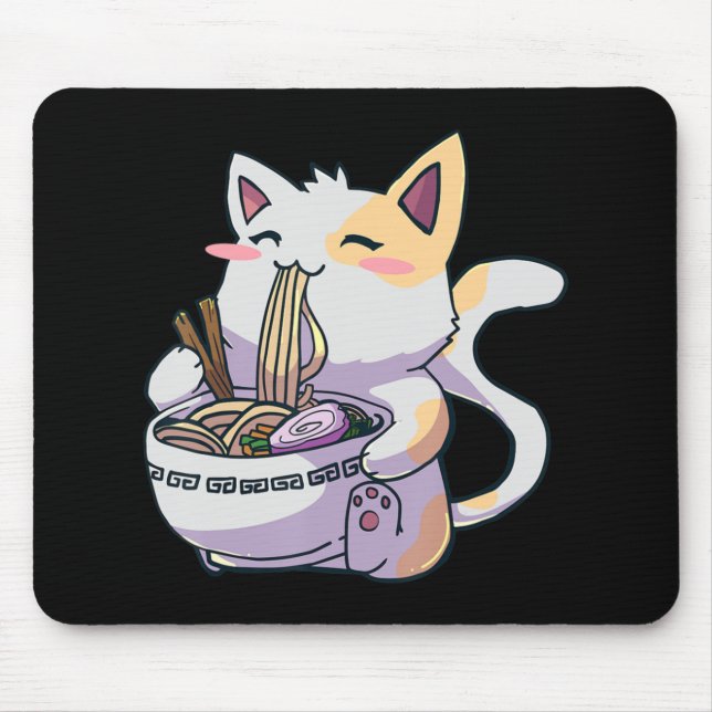 Mousepad Ramen Cat Kawaii Anime Gift Japonês (Frente)