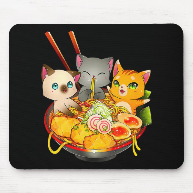 Mousepad Ramen Cat Kawaii Neko Anime Otaku Cats Japonês Não (Frente)