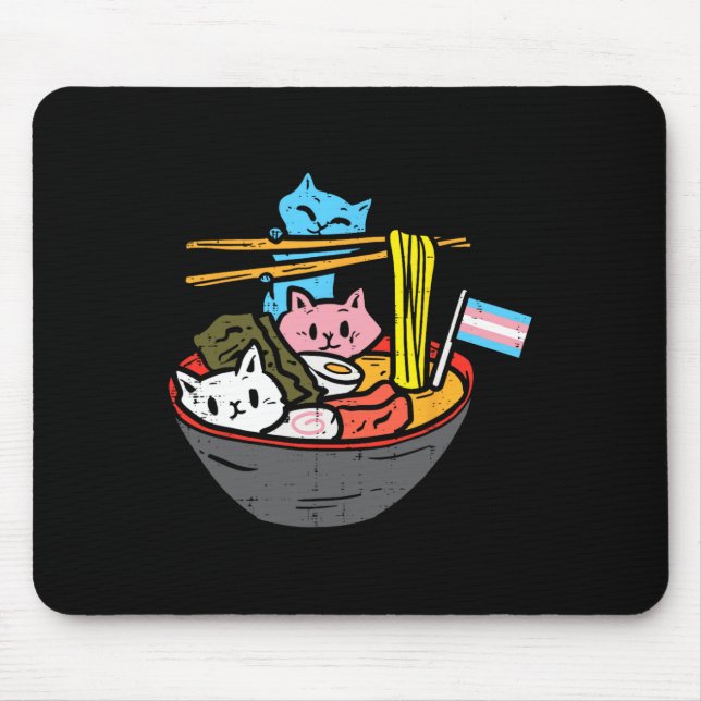 Mousepad Ramen Cat Transgender Lgbt Trans Pride Janpanese N (Frente)