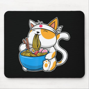 Mousepad Ramen Cute Cat Kawaii Anime Comida japonesa Neko C