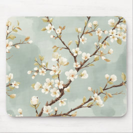 Mousepad Ramo Botânico de Flor Branca Delicada