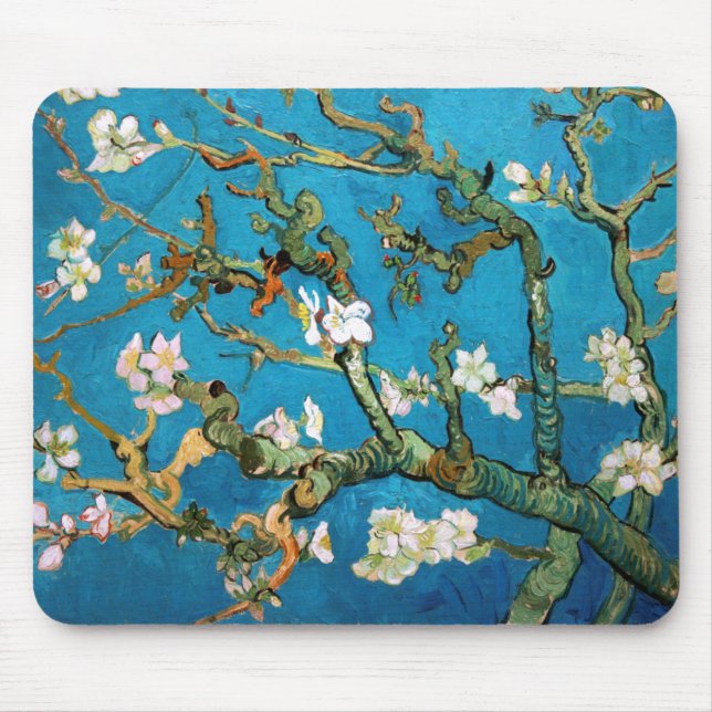 Mousepad Ramos da amêndoa no detalhe da flor, Van Gogh (Frente)