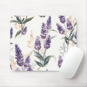 Mousepad Ramos de Lavanda Aquarela Botânica Floral Roxa