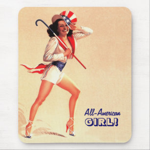 Mousepad Rapariga Americana. Pin-up Retroativo