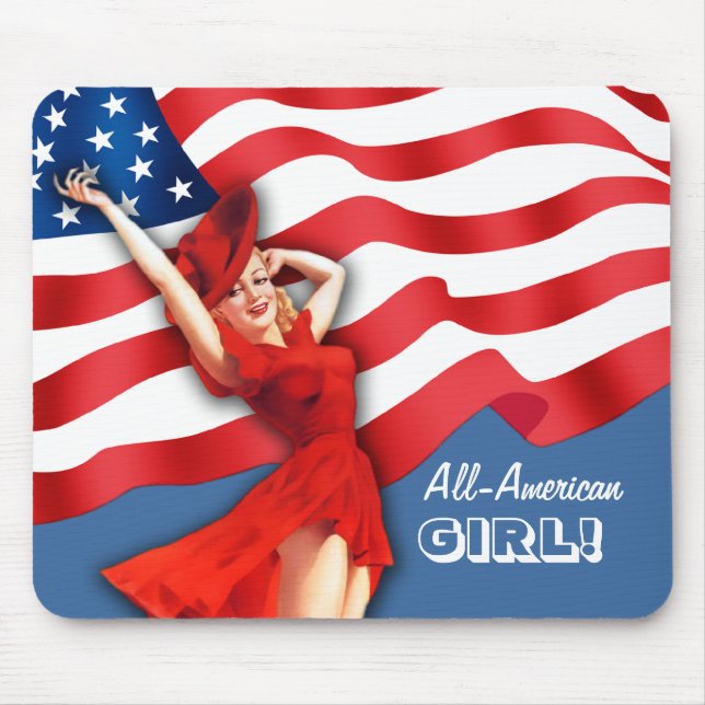 Mousepad Rapariga Americana. Pin-up Retroativo (Frente)