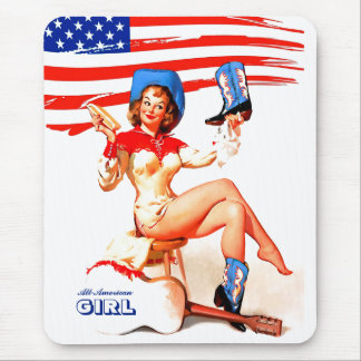 Mousepad Rapariga Americana. Pin-up Retroativo