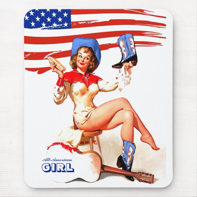 Mousepad Rapariga Americana. Pin-up Retroativo (Frente)