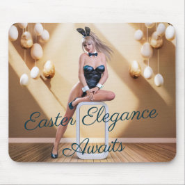 Mousepad Rapariga Coelhinha de Páscoa sentada no Cubo da Bo