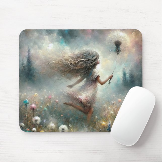 Mousepad Rapariga Com Dandelion Fluffy (Com mouse)