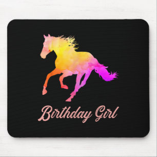 Mousepad Rapariga de Aniversário Cavalo Amadurece Aquarela
